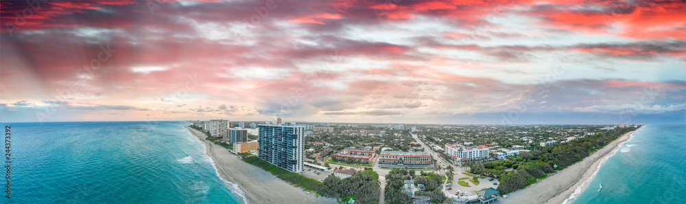 Fototapeta premium Aerial view of Boca Raton skyline from drone, Florida