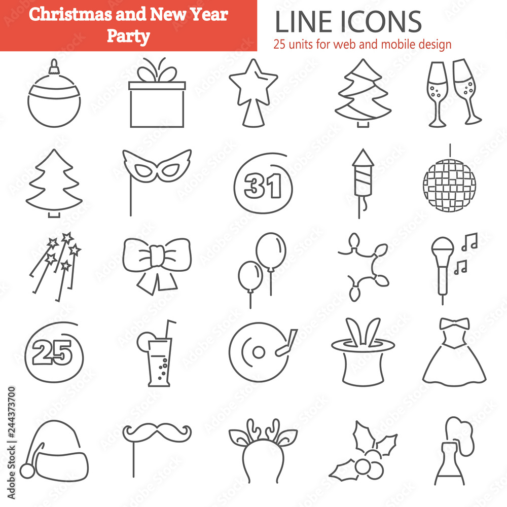Party line icons set for web and mobile design Party line icons set for web and mobile design