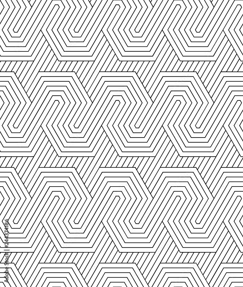 Vector seamless texture. Modern geometric background. Lattice with fragments of hexagons. Vector seamless texture. Modern geometric background. Lattice with fragments of hexagons.