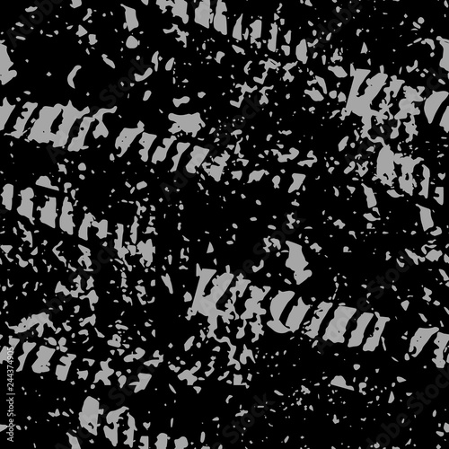 Dark expressive abstract roughly scratced seamless pattern. Black randomly cracked and stained grunge background.Old damaged texture.Textile, fabric, package, poster, print, wrapping, wallpaper design