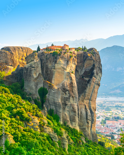 Monastery Holy Trinity in morning , Meteora , Greece photo