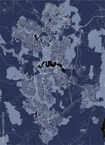 map of the city of Canberra, Australian Capital Territory, Australia