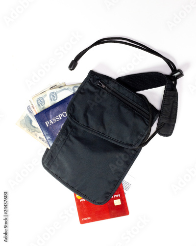 Passport and Cash in a Travel Wallet