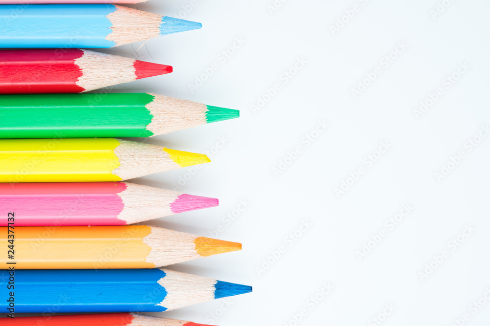 colored pencils on white background colored pencils on white background
