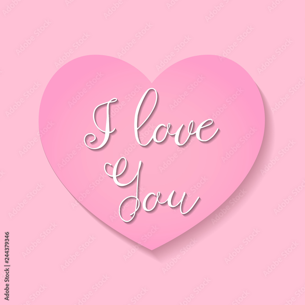 Valentine's day sticker lettering i love you.