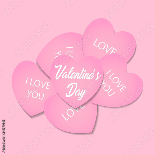 Valentine's day stickers are stacked together.