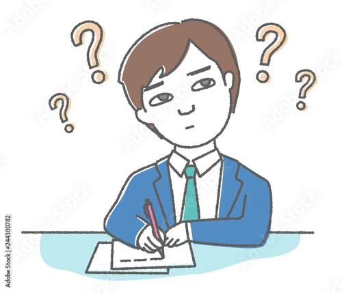 書類の書き方がわからない男性