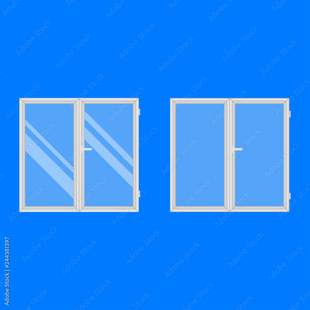 Plastic windows vector illustration isolated on blue background Plastic windows vector illustration isolated on blue background