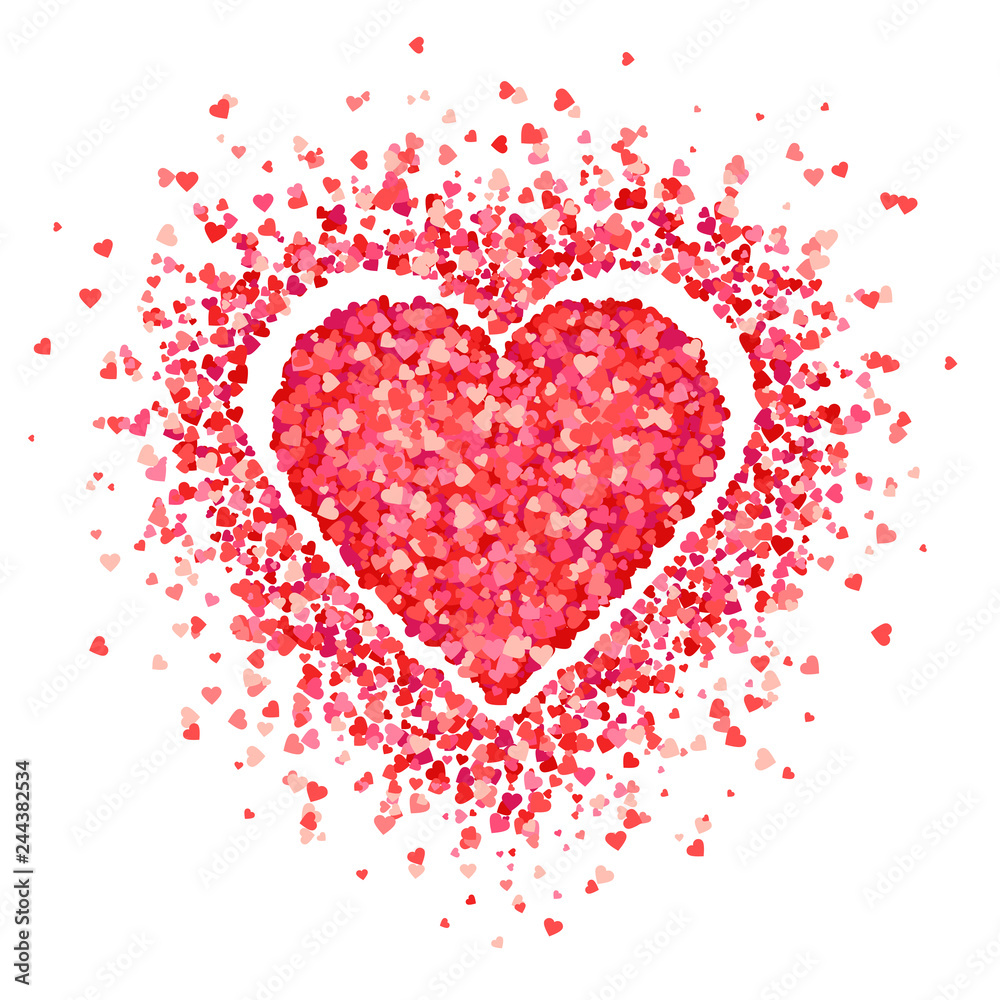 Heart shape background with red hearts