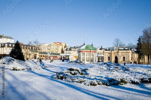 Center of small spa town Frantiskovy Lazne (Franzensbad) in west part of Czech Republic (region Karlovy Vary)