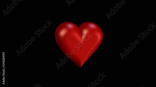 Red heart for Valentine's Day, 3d animation.