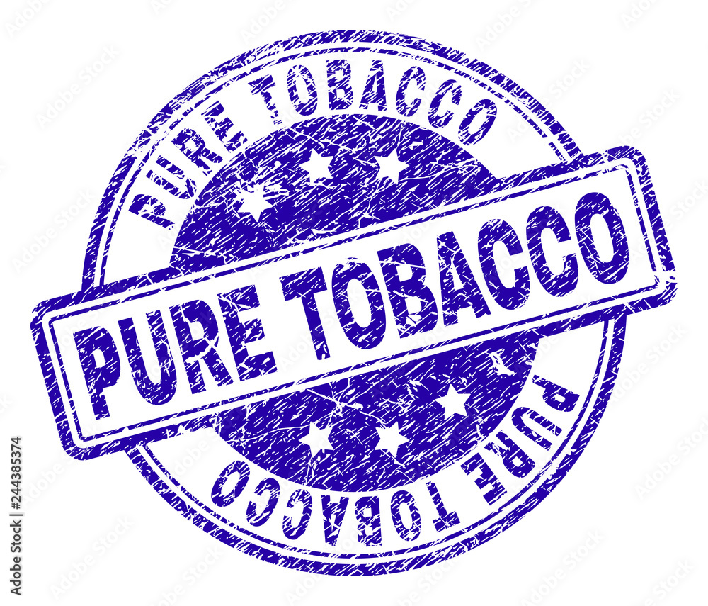 PURE TOBACCO stamp seal watermark with grunge effect. Designed with rounded rectangles and circles. Blue vector rubber print of PURE TOBACCO text with grunge texture. PURE TOBACCO stamp seal watermark with grunge effect. Designed with rounded rectangles and circles. Blue vector rubber print of PURE TOBACCO text with grunge texture.