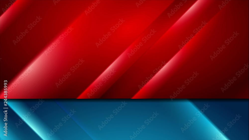 Contrast red and blue glowing stripes background