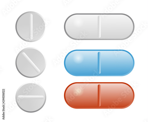 Set of four different pills