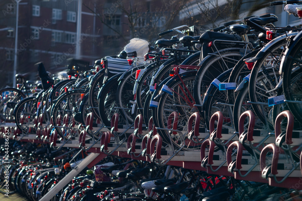 Bicycle parking in the centre of Leiden, Netherlands