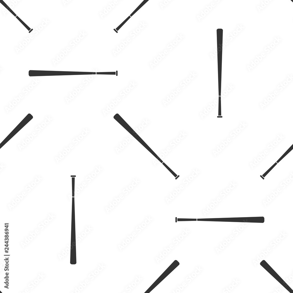 Baseball bat icon seamless pattern on white background. Flat design. Vector Illustration