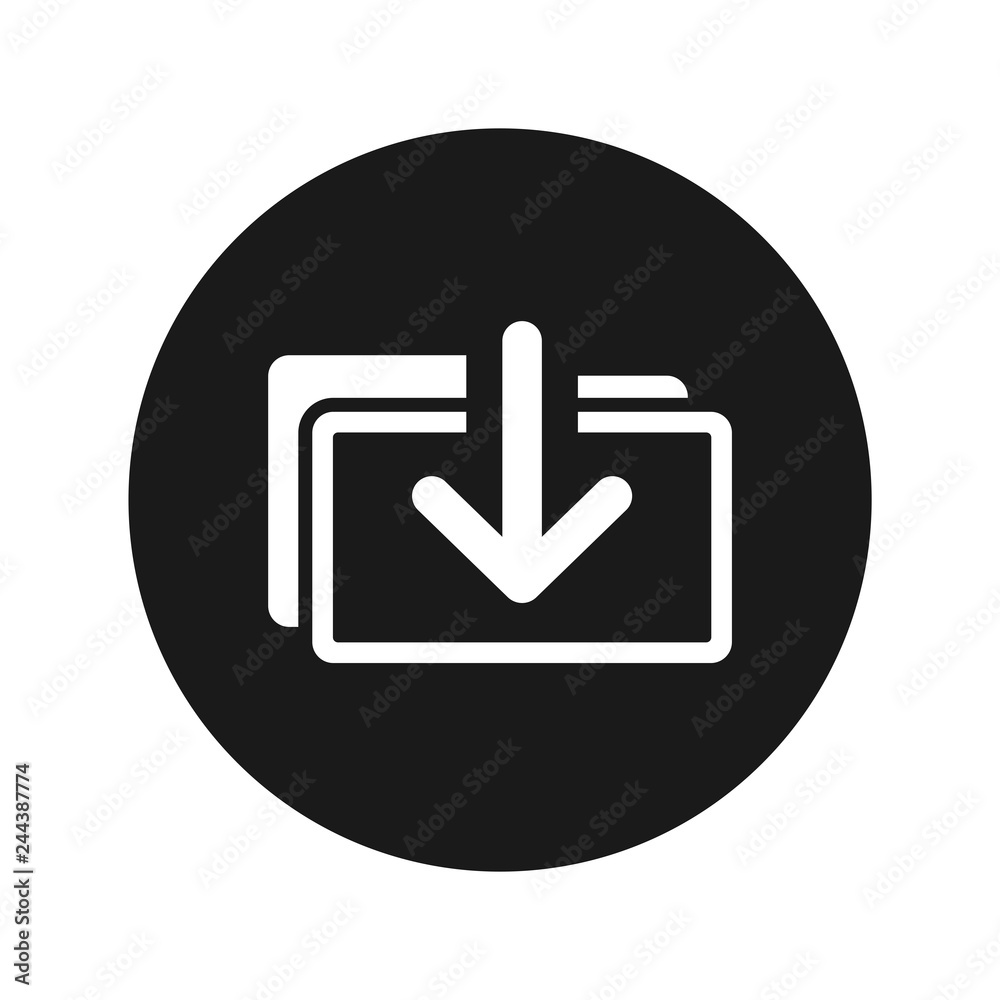 Download files icon flat black round button vector illustration Download files icon flat black round button vector illustration