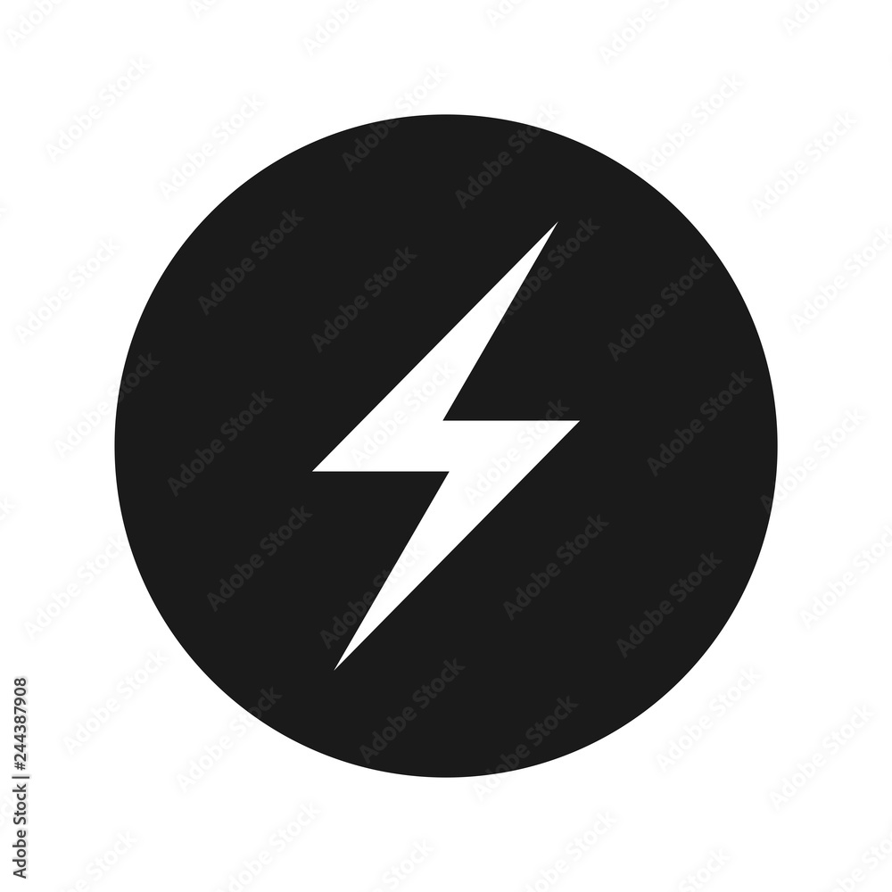 Electric bolt icon flat black round button vector illustration Electric bolt icon flat black round button vector illustration