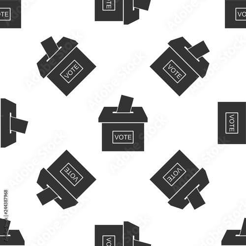 Vote box or ballot box with envelope icon seamless pattern on white background. Flat design. Vector Illustration