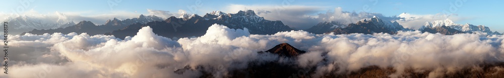 Evening view on top of mount Makalu, Nepal Himalayas