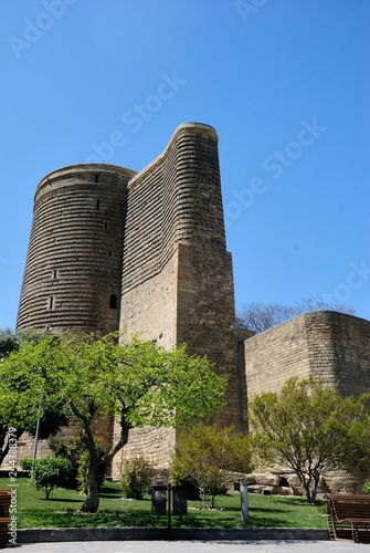 12th-century Maiden Tower in the Old City part of Baku photo