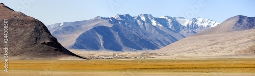Pamir mountains in Tajikistan, village under mountains