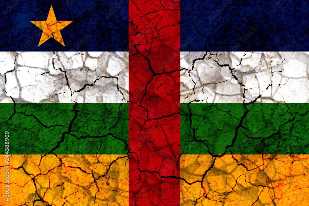 central african republic country flag painted on a cracked grungy wall