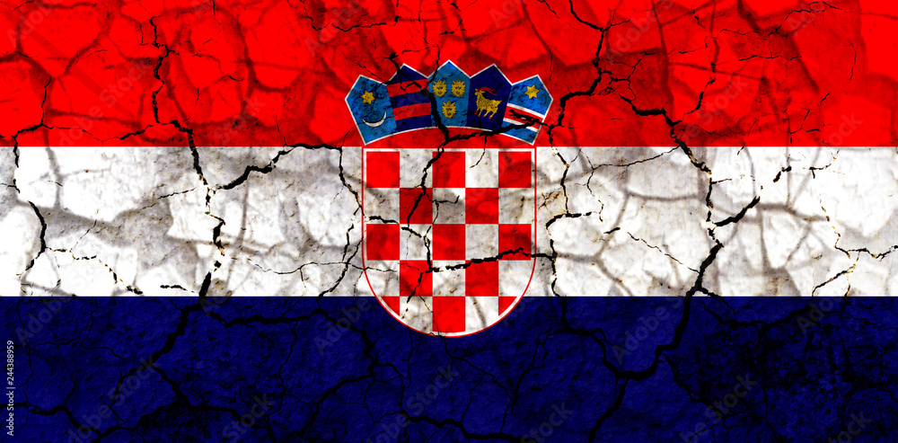 croatia country flag painted on a cracked grungy wall croatia country flag painted on a cracked grungy wall