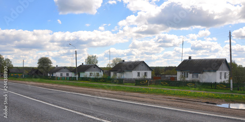 Fototapeta Naklejka Na Ścianę i Meble -  The main street in the village of Zvenchatka. Belarus