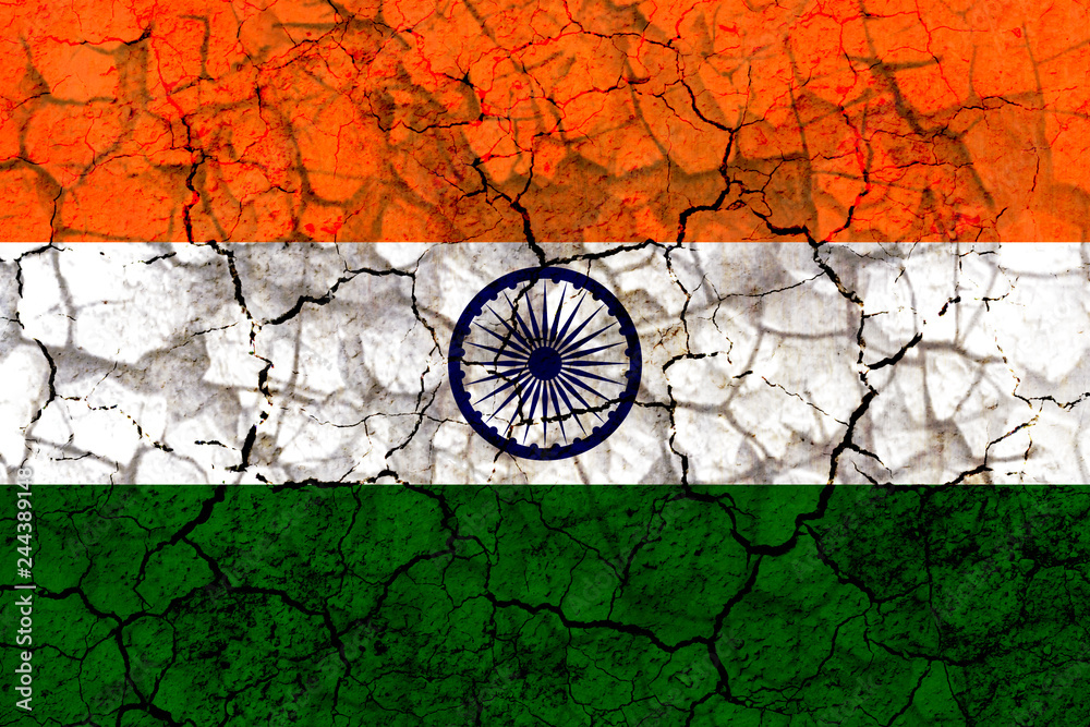 india country flag painted on a cracked grungy wall