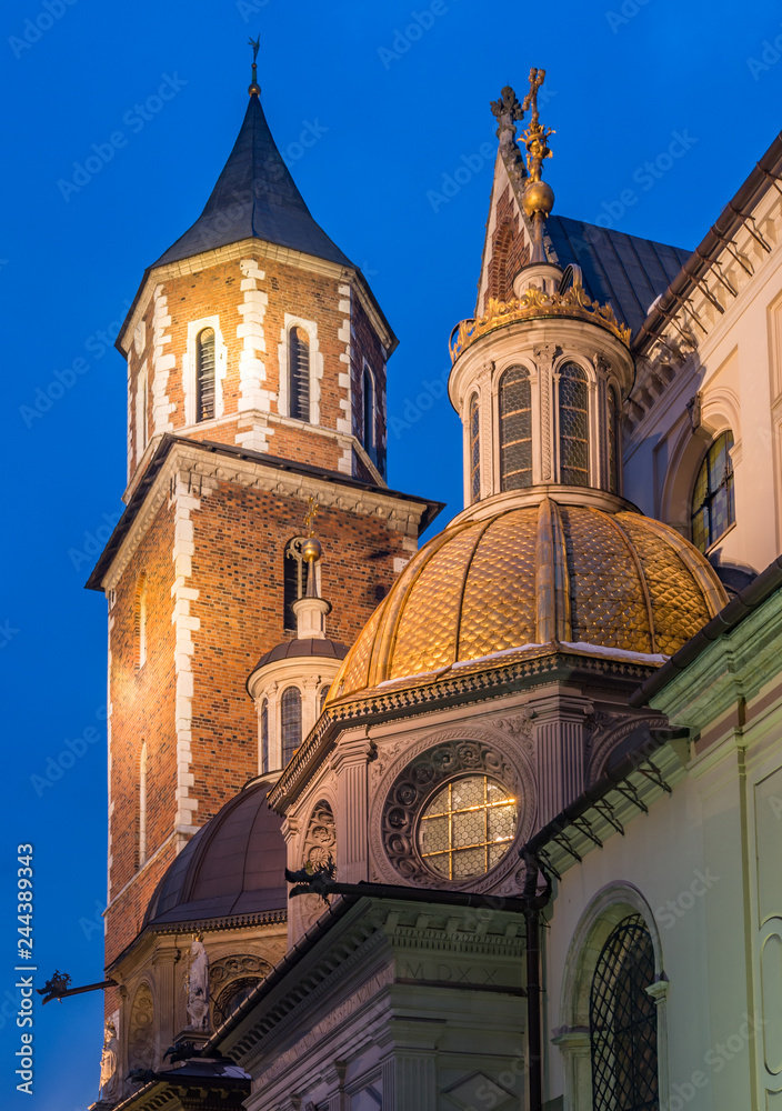Wawel cathedral and Sigismund chapel famous for its golden roof, Krakow, Poland