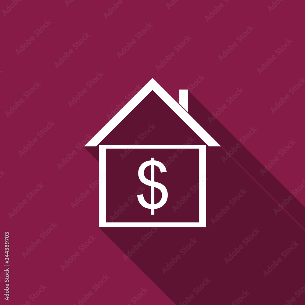 House with dollar icon isolated with long shadow. Home and money. Real estate concept. Flat design. Vector Illustration House with dollar icon isolated with long shadow. Home and money. Real estate concept. Flat design. Vector Illustration