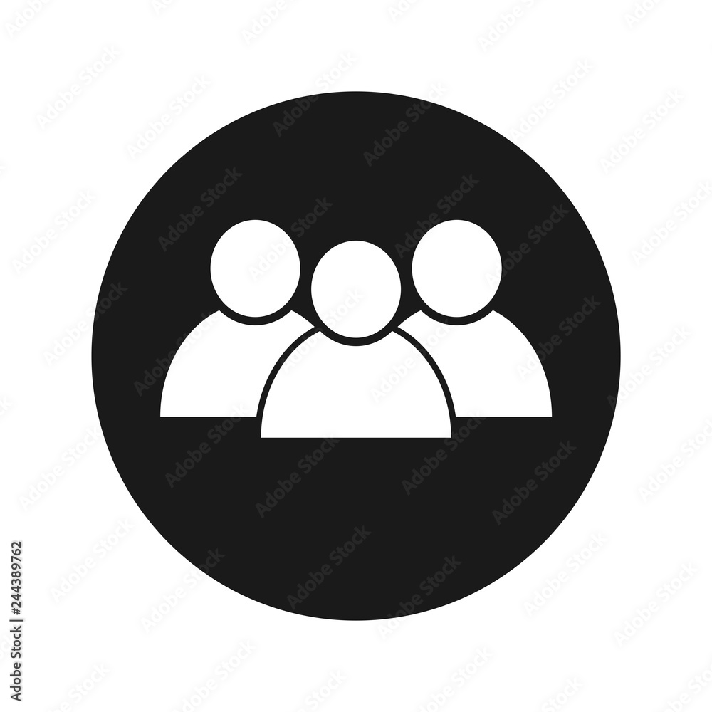 Group icon flat black round button vector illustration