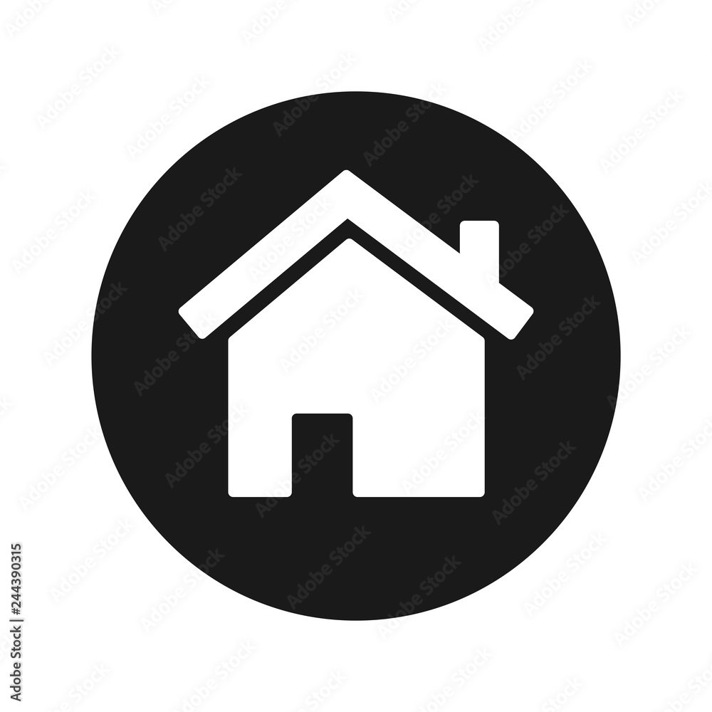 Home icon flat black round button vector illustration
