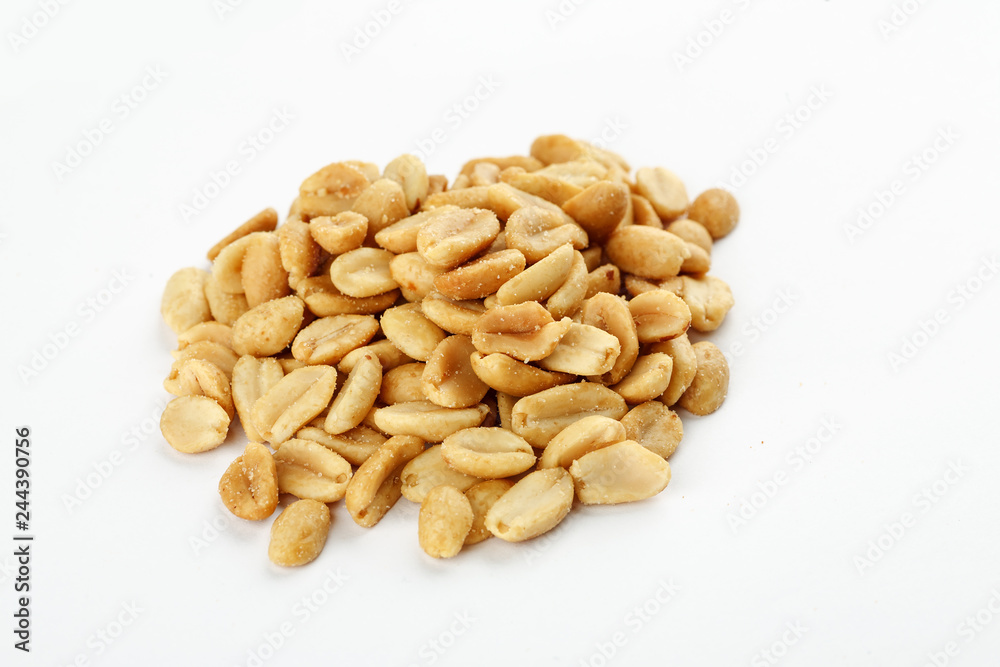 Pile of salted peanut on a white background Pile of salted peanut on a white background