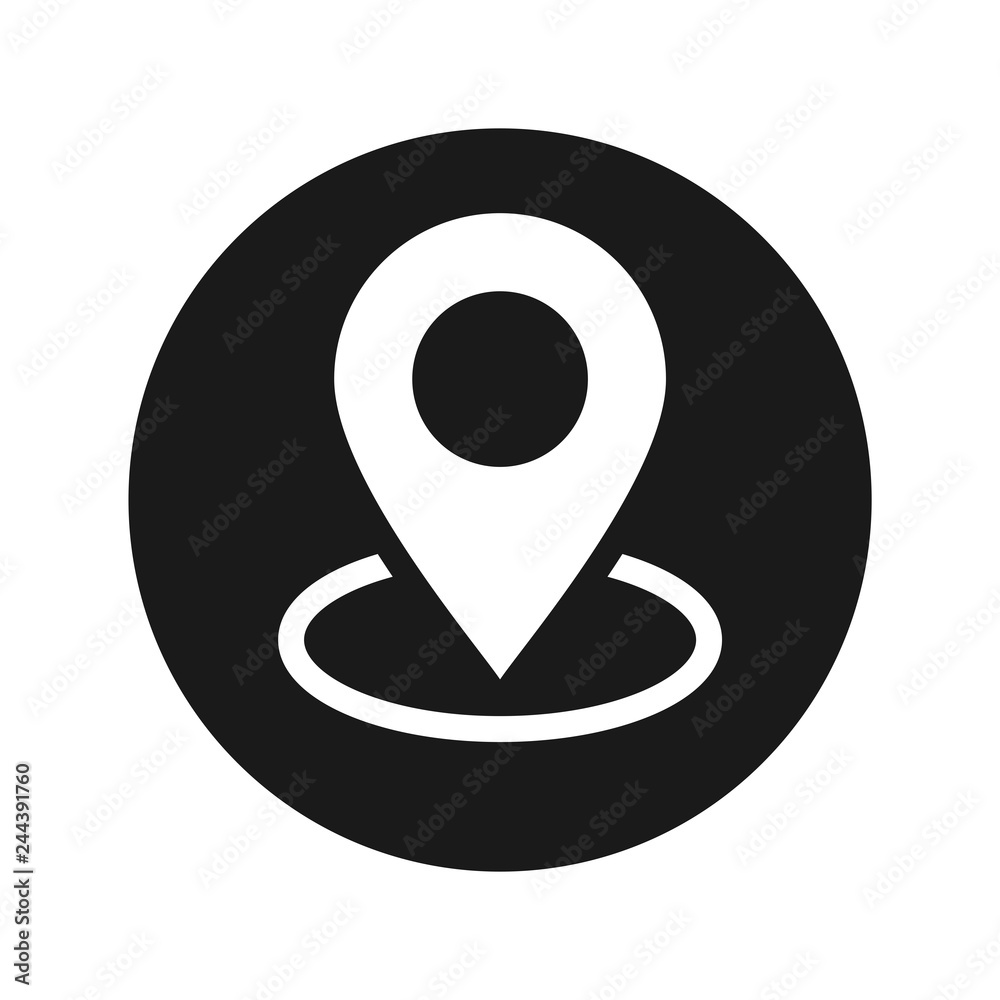 Map point icon flat black round button vector illustration Map point icon flat black round button vector illustration