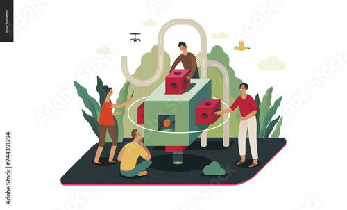 Technology 2 -Brand modern flat vector concept digital illustration branding metphor, company brand promotion. Business workflow and team management Creative landing web page design template