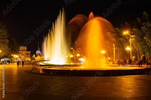 The singing and dancing fountains in Primorsky (Seaside) park are considered as attraction number one in city, and attract the tourists from all city Batumi, Georgia.