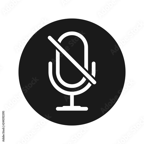 Mute microphone icon flat black round button vector illustration