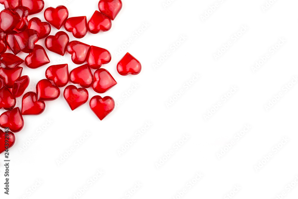 Red hearts on white background with copyspace Red hearts on white background with copyspace