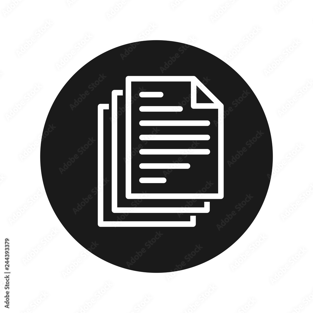 Page documents icon flat black round button vector illustration Page documents icon flat black round button vector illustration
