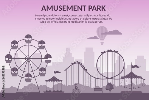 Amusement park vector illustration cartoon flat