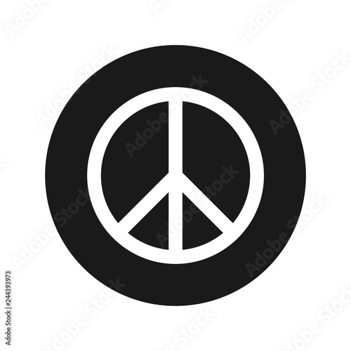 Peace sign icon flat black round button vector illustration