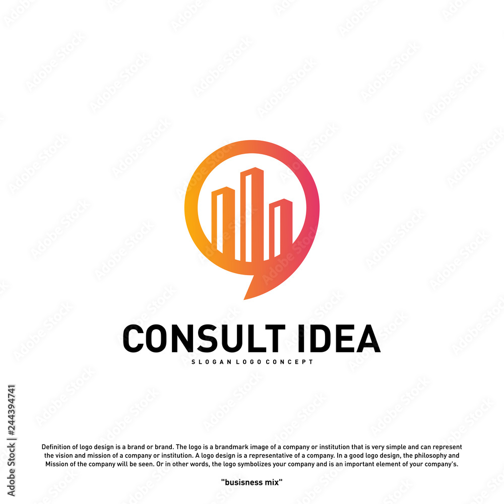 Modern Building Consulting Agency logo design template. Modern City Chat logo concept Modern Building Consulting Agency logo design template. Modern City Chat logo concept