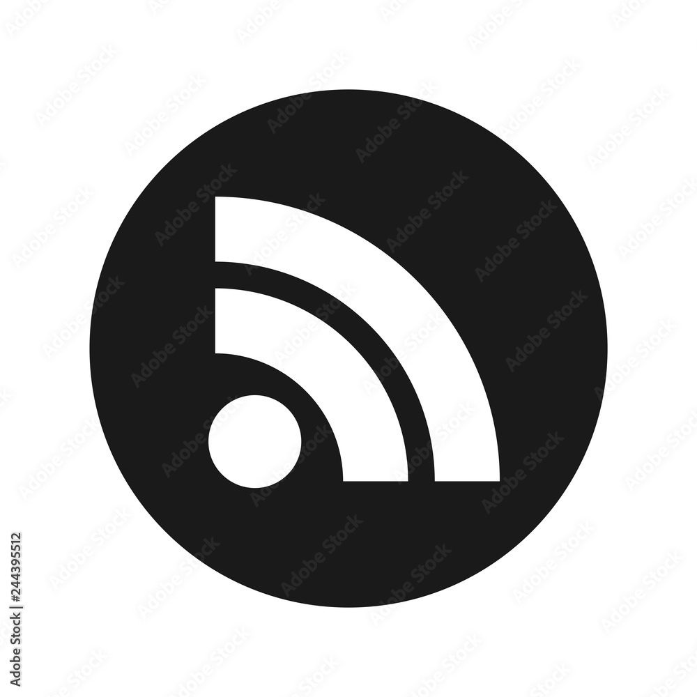 RSS Feed icon flat black round button vector illustration RSS Feed icon flat black round button vector illustration