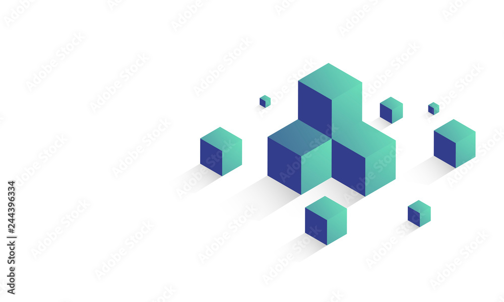 cubi, costruzioni, concetto, 3d, pixel