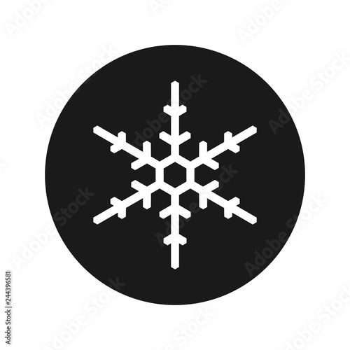 Snowflake icon flat black round button vector illustration