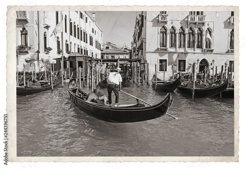 Old Vintage Monochrome photo in Venice Italy