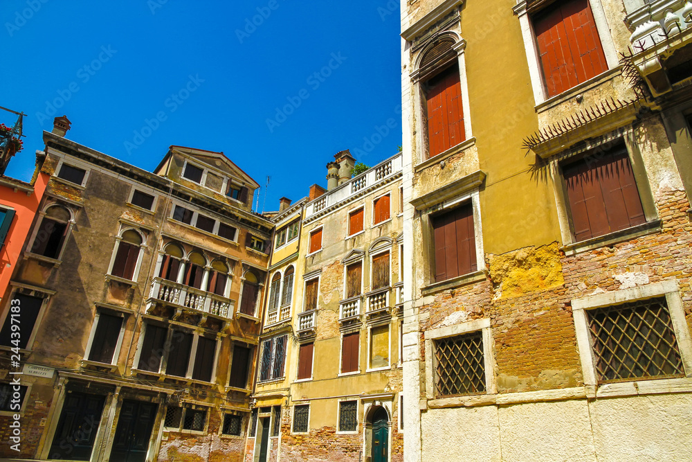 View on the historic architecture in Venice, Italy on a sunny day.