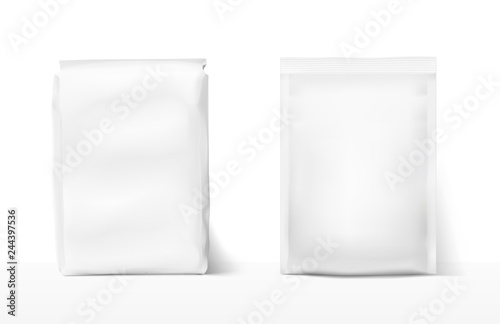 Food snack bag mockup. Vector illustration on white background. Can be use for template your design, presentation, promo, ad. EPS10.	